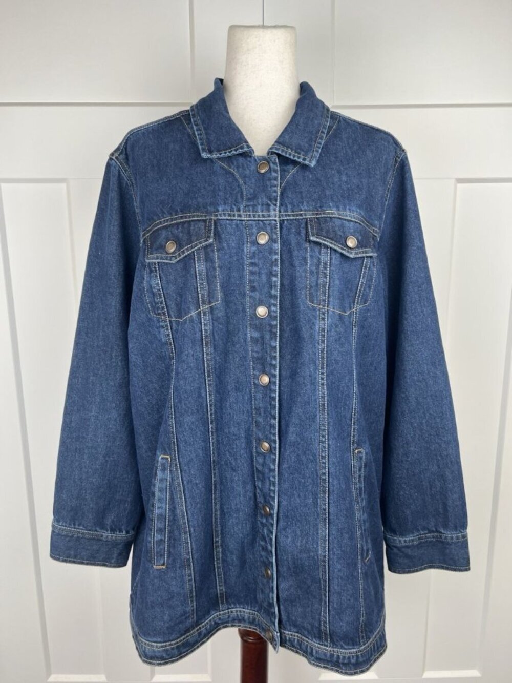 Vintage NorthStyle Denim Chore Jacket 1X Blue Cotton Barn Coat Snap Front Plus
